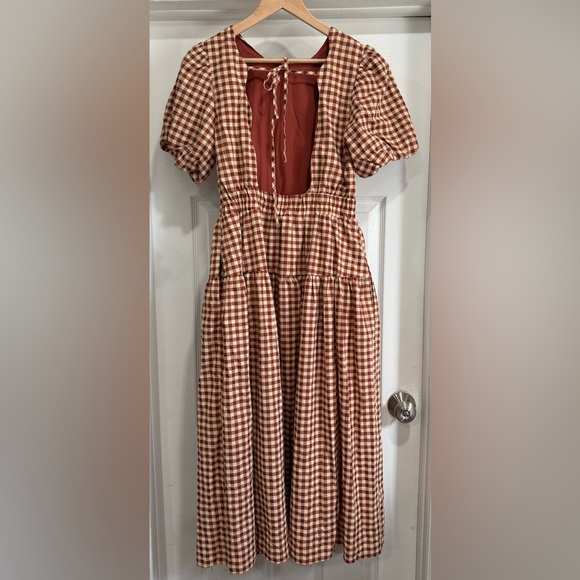 En Saison Red and White A-Line Skirt - Picture 5 of 9